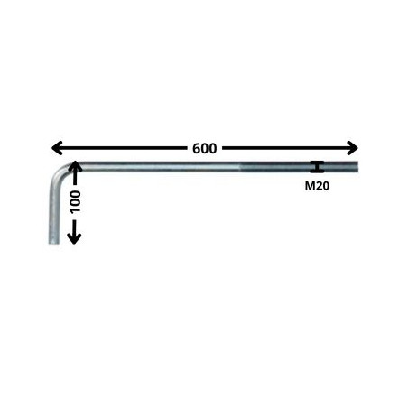1 x Escarpia metales longitud larga M20X600 roscado en 150 Acero cincado blanco