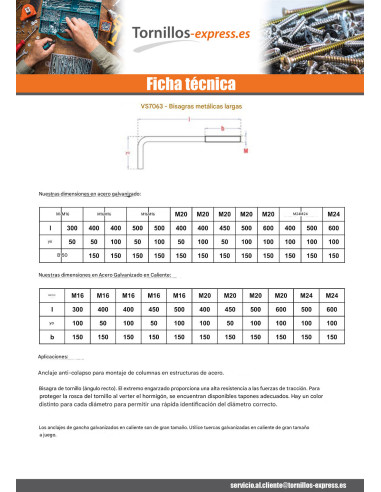 1 x Escarpia metales longitud larga M24X400...