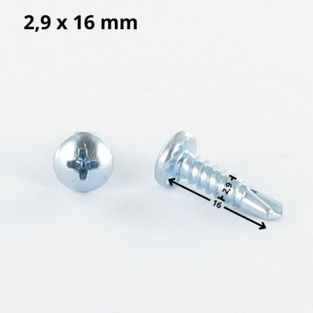 1 x Tornillo autoperforante cabeza cilíndrica abombada phillips 2.9X16 rosca chapa Acero cincado blanco