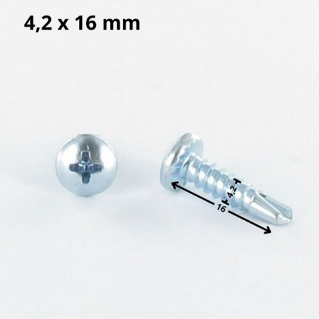 1 x Tornillo autoperforante cabeza cilíndrica abombada phillips 4.2X16 rosca chapa Acero cincado blanco
