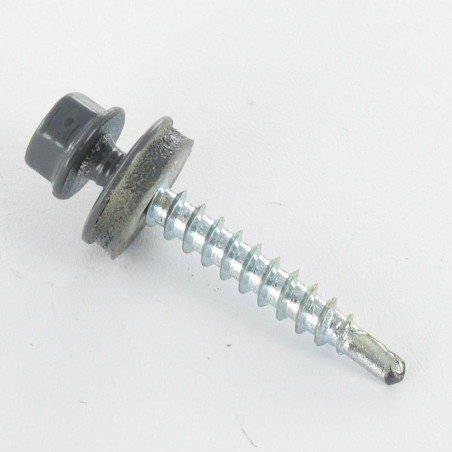 1 x Tornillo autoperforante cabeza hexagonal 4.8X35 Arandela de estanqueidad con junta de neopreno epdm Acero cincado