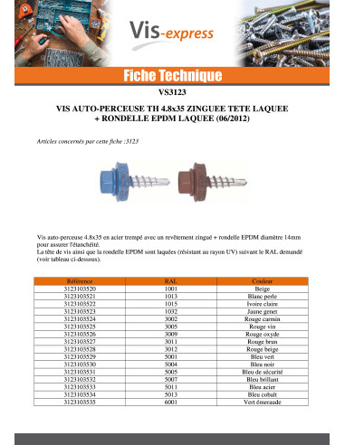 1 x Tornillo autoperforante cabeza hexagonal...