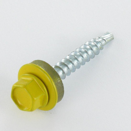 1 x Tornillo autoperforante cabeza hexagonal 4.8X35 Arandela de estanqueidad con junta de neopreno epdm Acero cincado