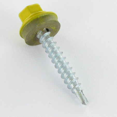 1 x Tornillo autoperforante cabeza hexagonal 4.8X35 Arandela de estanqueidad con junta de neopreno epdm Acero cincado
