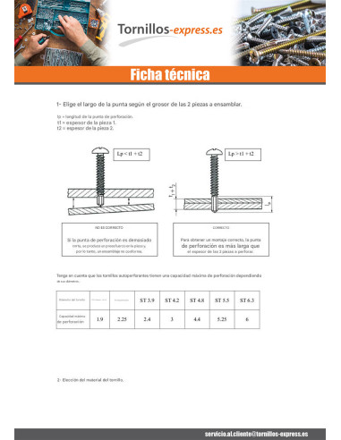 1 x Tornillo autoperforante cabeza...
