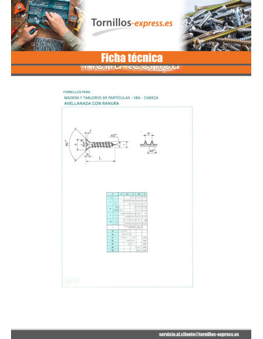1 x Tornillo madera aglomerado cabeza...