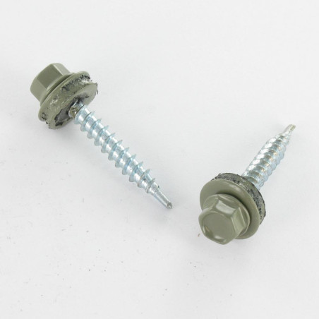 1 x Tornillo autoperforante cabeza hexagonal 4.8X35 Arandela de estanqueidad con junta de neopreno epdm Acero cincado