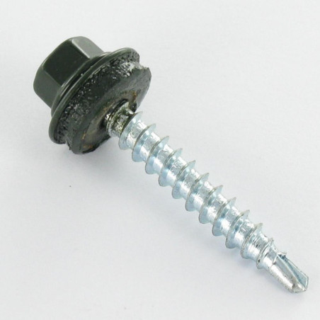 1 x Tornillo autoperforante cabeza hexagonal 4.8X35 Arandela de estanqueidad con junta de neopreno epdm Acero cincado