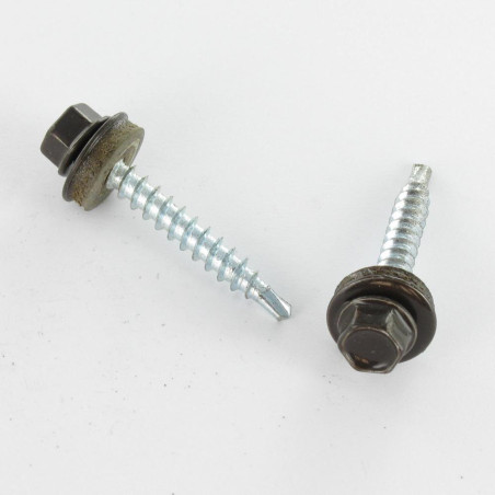 1 x Tornillo autoperforante cabeza hexagonal 4.8X28 Arandela de estanqueidad con junta de neopreno epdm Acero cincado