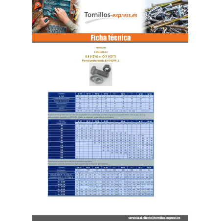 50 x Perno (vendido con tuerca) alta resistencia M16X60 2 Arandela clase 10.9 fuerte resistencia a la corrosión Acero