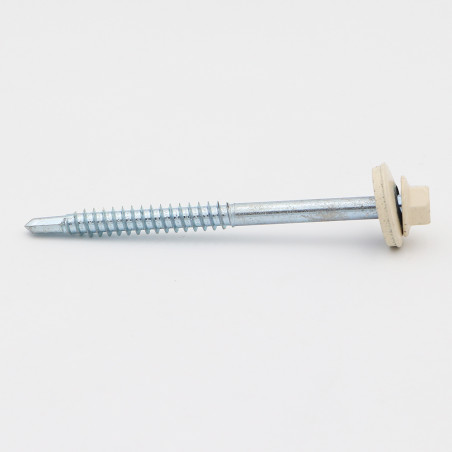 1 x Tornillo autoperforante cabeza hexagonal 6.2X80 Arandela de estanqueidad con junta de neopreno epdm Acero cincado