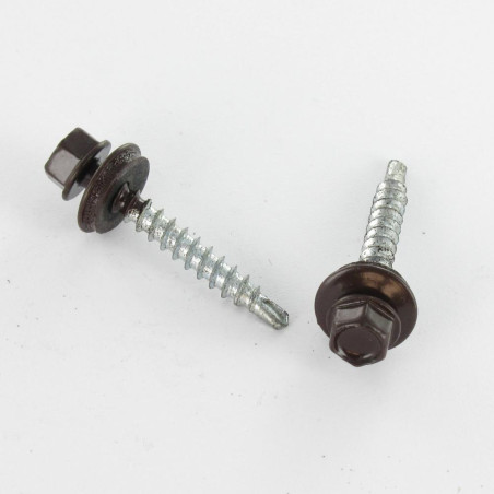 1 x Tornillo autoperforante cabeza hexagonal 4.8X28 Arandela de estanqueidad con junta de neopreno epdm Acero cincado