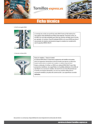 1 x Tornillo Spax cabeza fresada/testa svasat...