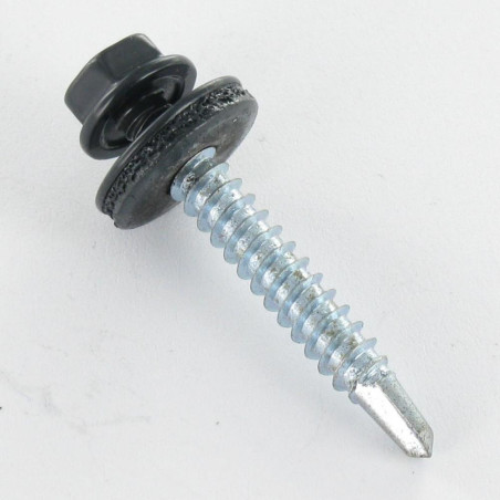 1 x Tornillo autoperforante cabeza hexagonal 4.8X35 Arandela de estanqueidad con junta de neopreno epdm Acero cincado