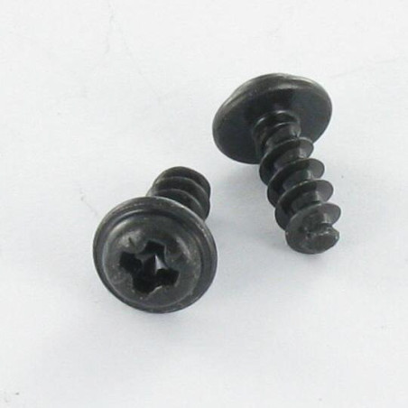 1 x Tornillo pvc poelier cabeza redonda ancha Pozi PZ4 4X10 Acero cincado negro