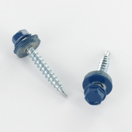 1 x Tornillo autoperforante cabeza hexagonal 4.8X35 Arandela de estanqueidad con junta de neopreno epdm Acero cincado