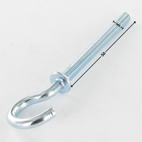 1 x Gancho metales con reborde M5X50 Acero cincado blanco
