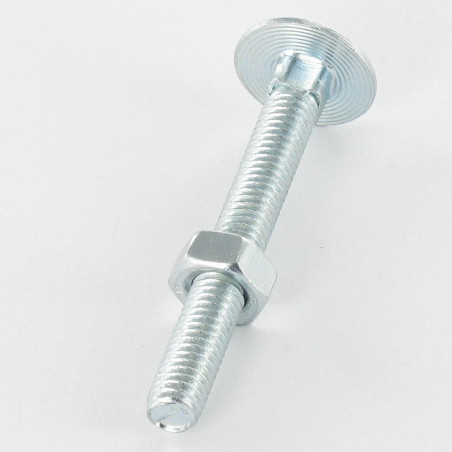 1 x Perno (vendido con tuerca) Cabeza redonda cuello cuadrado M12X160 roscado total Acero cincado blanco
