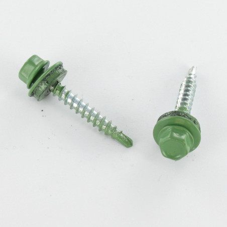 1 x Tornillo autoperforante cabeza hexagonal 4.8X35 Arandela de estanqueidad con junta de neopreno epdm Acero cincado