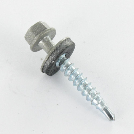 1 x Tornillo autoperforante cabeza hexagonal 4.8X35 Arandela de estanqueidad con junta de neopreno epdm Acero cincado
