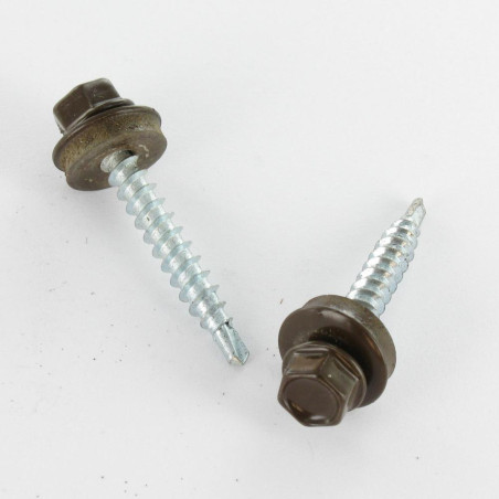 1 x Tornillo autoperforante cabeza hexagonal 4.8X35 Arandela de estanqueidad con junta de neopreno epdm Acero cincado