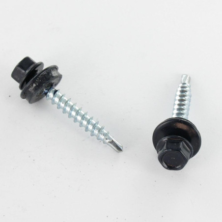 1 x Tornillo autoperforante cabeza hexagonal 4.8X35 Arandela de estanqueidad con junta de neopreno epdm Acero cincado