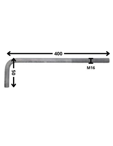 1 x Escarpia metales longitud larga M16X400...