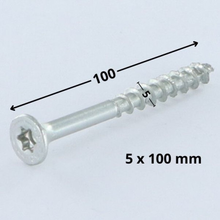 1 x Tornillo Spax cabeza fresada/testa svasat TORX T20 5X100 roscado en 61 roscado parcial WIROX