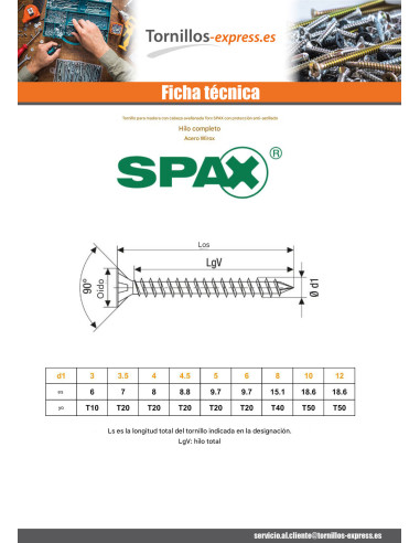 1 x Spax Tornillo madera cabeza fresada/testa...