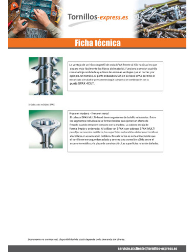 1 x Tornillo Spax cabeza fresada/testa svasat...