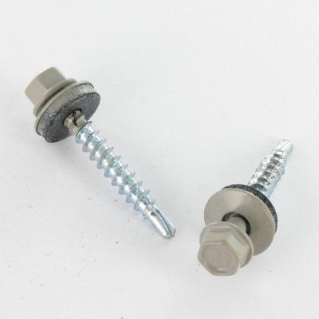 1 x Tornillo autoperforante cabeza hexagonal 4.8X35 Arandela de estanqueidad con junta de neopreno epdm Acero cincado
