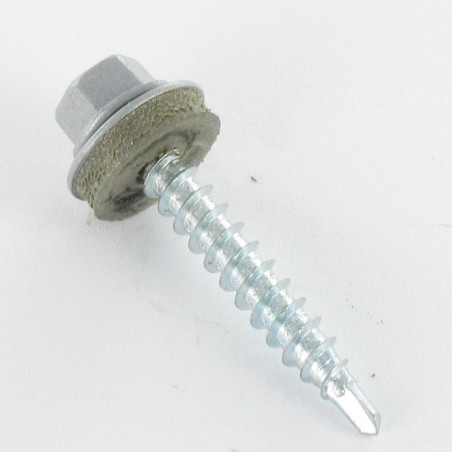 1 x Tornillo autoperforante cabeza hexagonal 4.8X28 Arandela de estanqueidad con junta de neopreno epdm Acero cincado