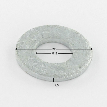 1 x Arandela plano M12X27X2.5 M fuerte resistencia a la corrosión Acero galvanizado en caliente