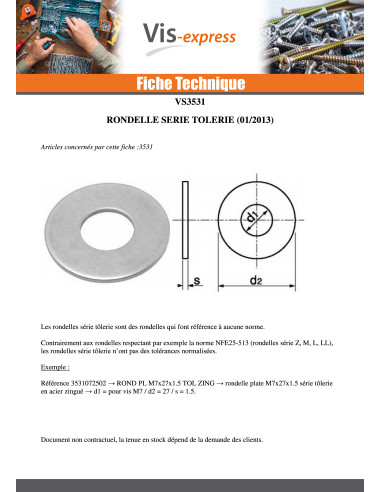 1 x Arandela plano M5X26X1.5 TOL Acero cincado...