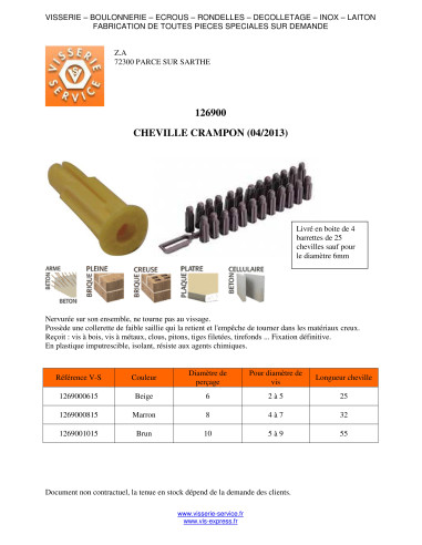 1 x Taco GARFIOS 8 Nylon marrón RAWLPLUG
