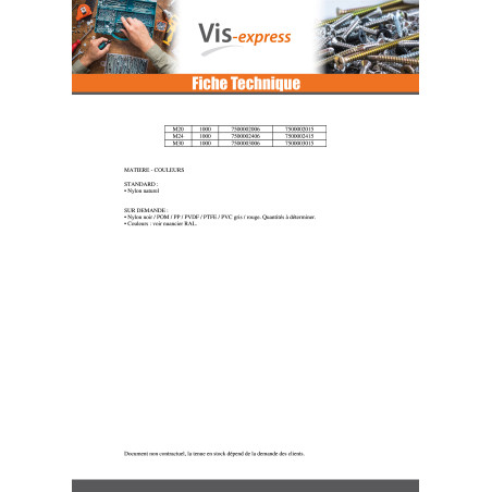 1 x Varilla roscada M5 longitud 1 metro natural nylon