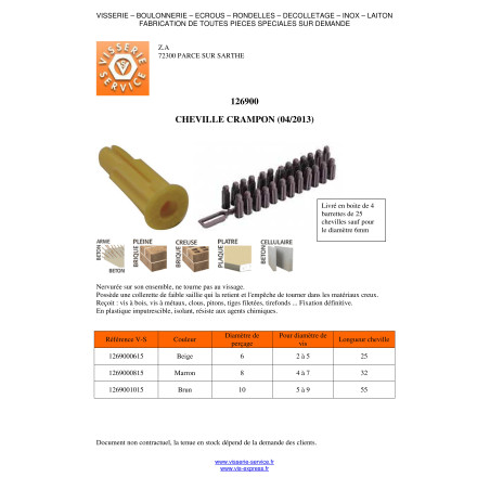 1 x Taco GARFIOS 10 Nylon marrón RAWLPLUG