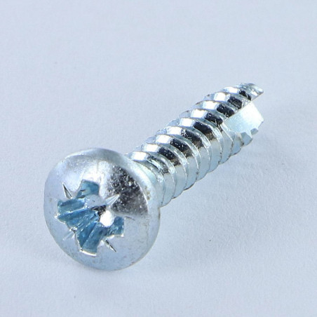 1 x Tornillo pvc cabeza cilíndrica abombada Pozi 3.5X 5/8 cut punta antihendidura tipo 17 Acero cincado blanco