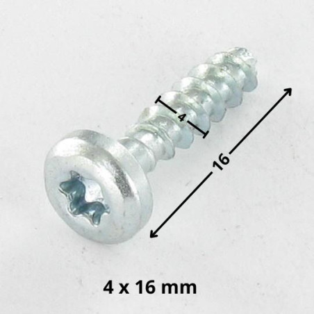 1 x Tornillo madera aglomerado cabeza redonda TORX T20 4X16 sin punta Acero cincado blanco