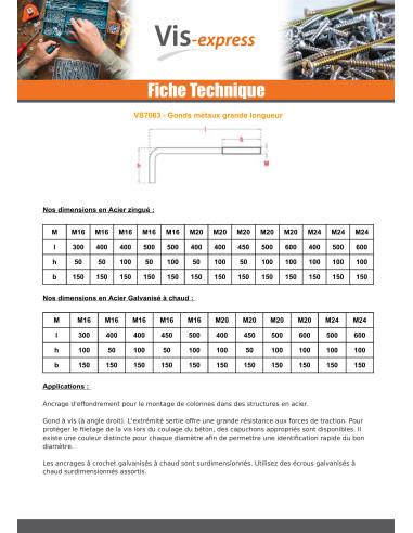 1 x Escarpia metales longitud larga M24X500...