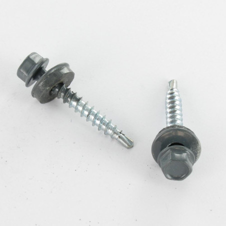 1 x Tornillo autoperforante cabeza hexagonal 4.8X35 Arandela de estanqueidad con junta de neopreno epdm Acero cincado