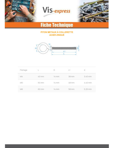 1 x Tornillo de ojo metales con reborde 6X60...