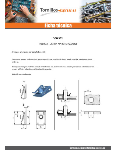 1 x Tuerca de presión M6 NUT5246 grosor de...