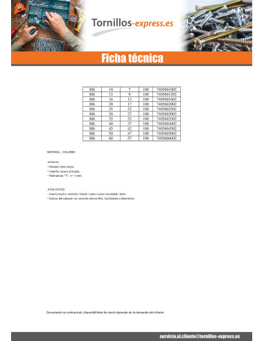 1 x Punta Ajuste 4 SUCURSALES M5X40 nylon nero