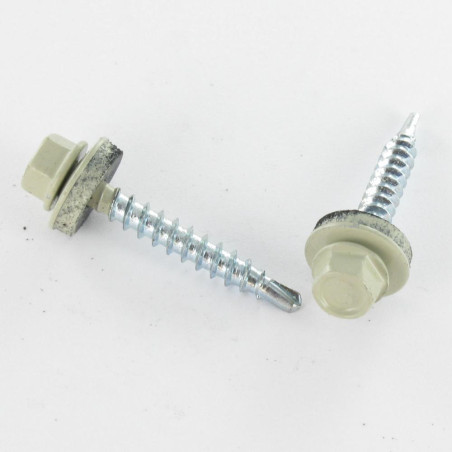 1 x Tornillo autoperforante cabeza hexagonal 4.8X35 Arandela de estanqueidad con junta de neopreno epdm Acero cincado