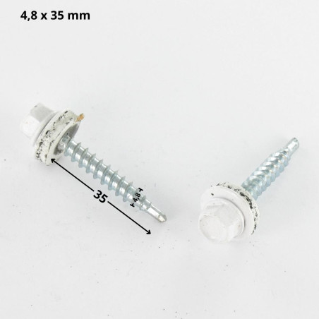 1 x Tornillo autoperforante cabeza hexagonal 4.8X35 Arandela de estanqueidad con junta de neopreno epdm Acero cincado