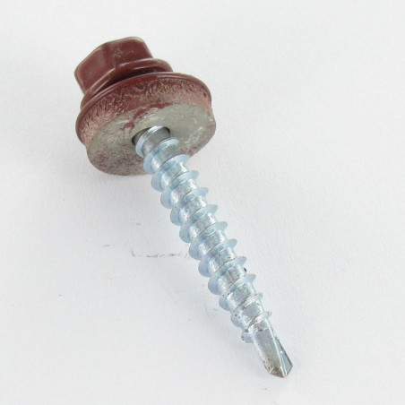 1 x Tornillo autoperforante cabeza hexagonal 4.8X35 Arandela de estanqueidad con junta de neopreno epdm Acero cincado