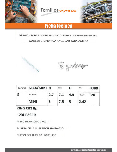 1 x Tornillo HARDWARE ANGULAR cabeza cilíndrica...
