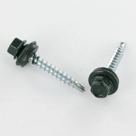 1 x Tornillo autoperforante cabeza hexagonal 4.8X35 Arandela de estanqueidad con junta de neopreno epdm Acero cincado