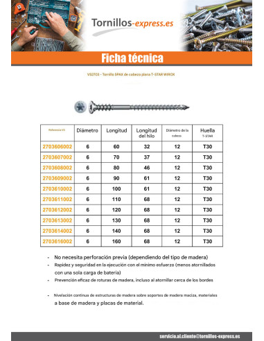 1 x Spax Tornillo REGULACIÓN cabeza plana...